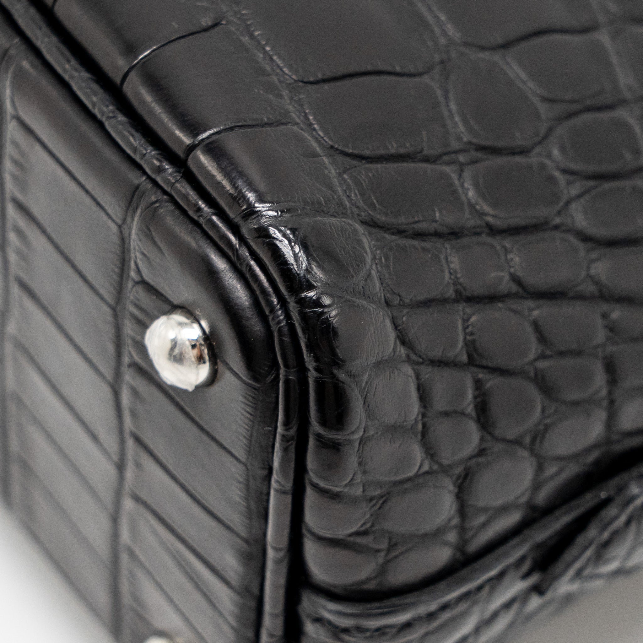 HERMES MINI BOLIDE ALLIGATOR MISSISSIPPIENSIS MAT BLACK SHW
