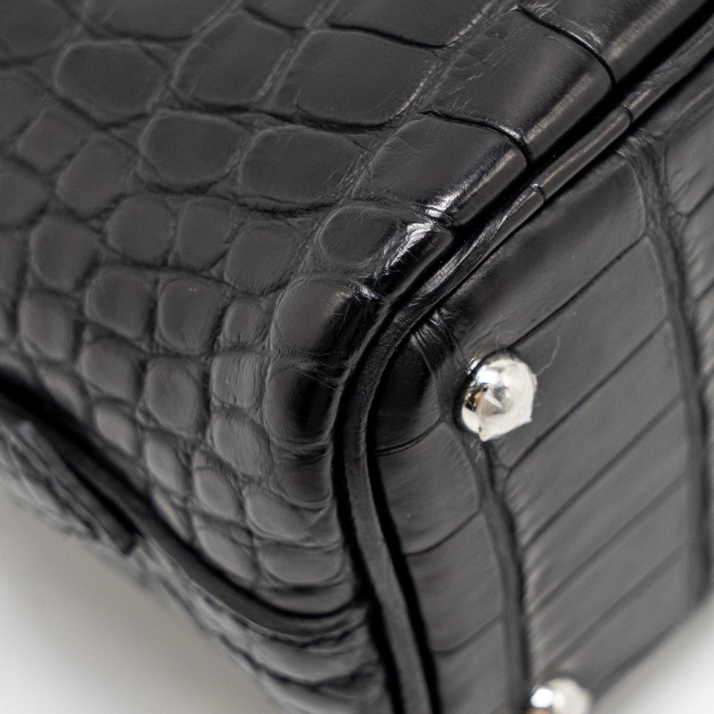 HERMES MINI BOLIDE ALLIGATOR MISSISSIPPIENSIS MAT BLACK SHW
