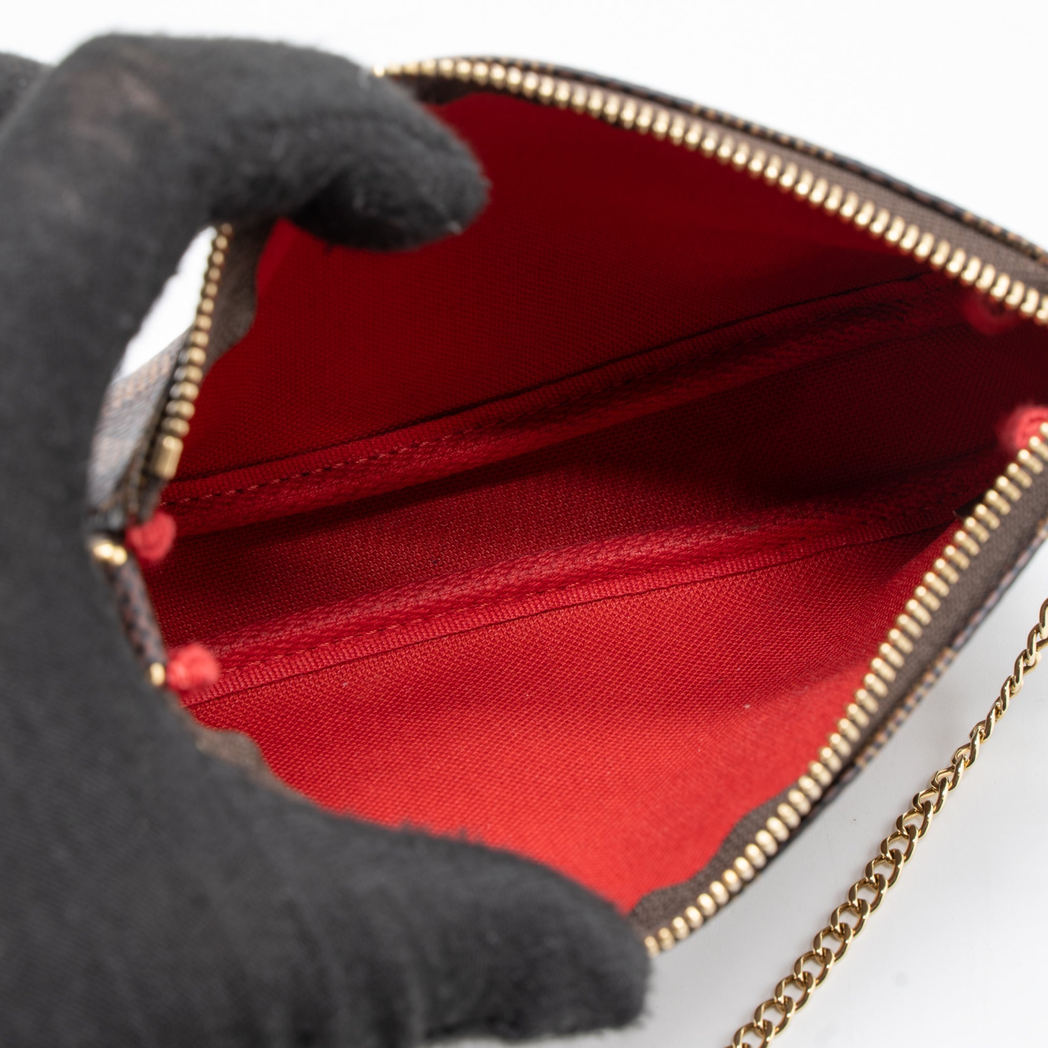 LOUIS VUITTON MINI POCHETTE ACCESSORIES DAMIER EBENE CANVAS GHW