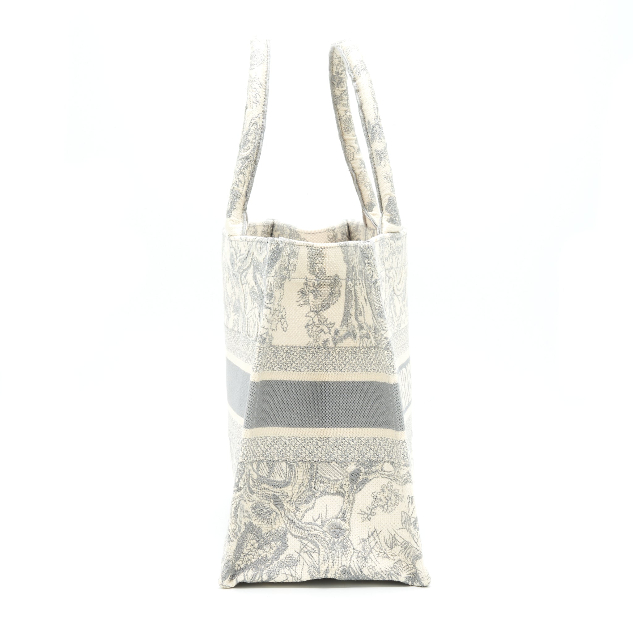 DIOR SMALL BOOK TOTE TOILE DE JOUY EMBROIDERY GREY
