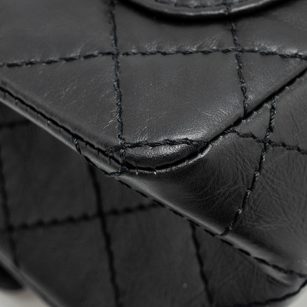 CHANEL MINI 2.55 REISSUE AGED CALFSKIN BLACK GHW (MICROCHIP)
