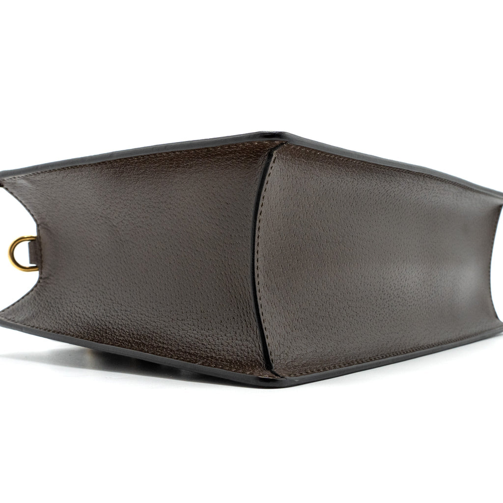 GUCCI TOP HANDLE TOTE BAG CALFSKIN DARK BROWN GHW
