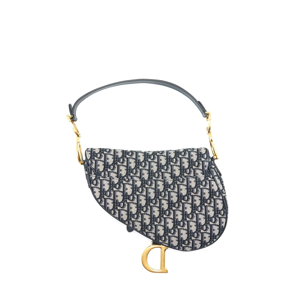DIOR MEDIUM SADDLE BAG BLUE OBLIQUE JACQUARD