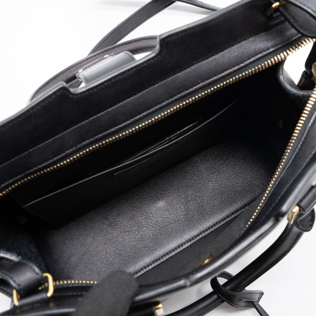 SAINT LAURENT CABAS TOTE CALFSKIN BLACK GHW