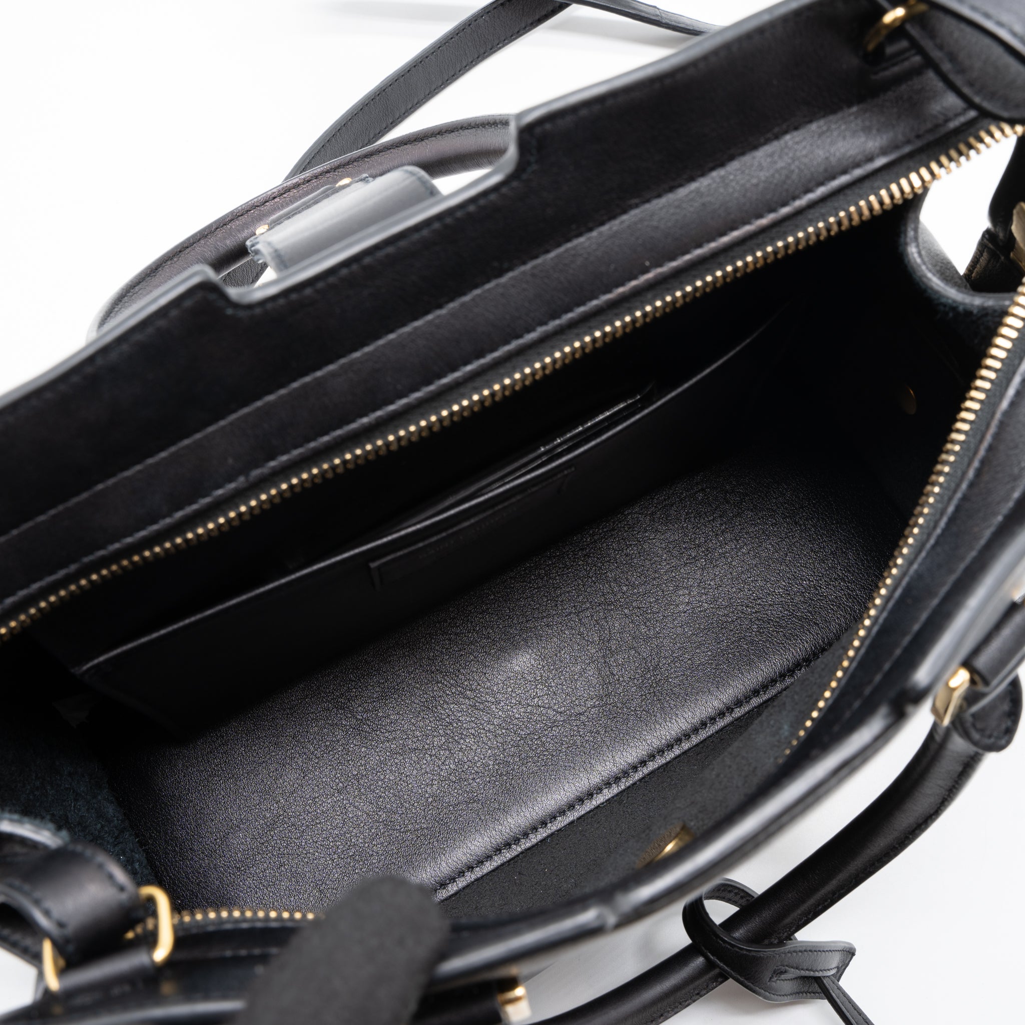 SAINT LAURENT CABAS TOTE CALFSKIN BLACK GHW