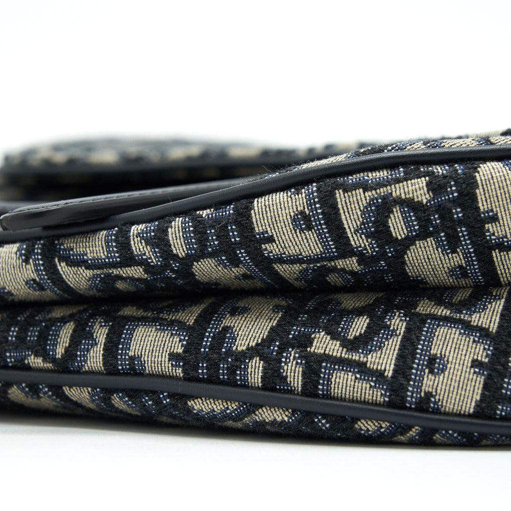 DIOR MEDIUM SADDLE BAG BLUE OBLIQUE JACQUARD