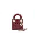 DIOR MINI LADY DIOR PATENT LEATHER RED WITH LGHW
