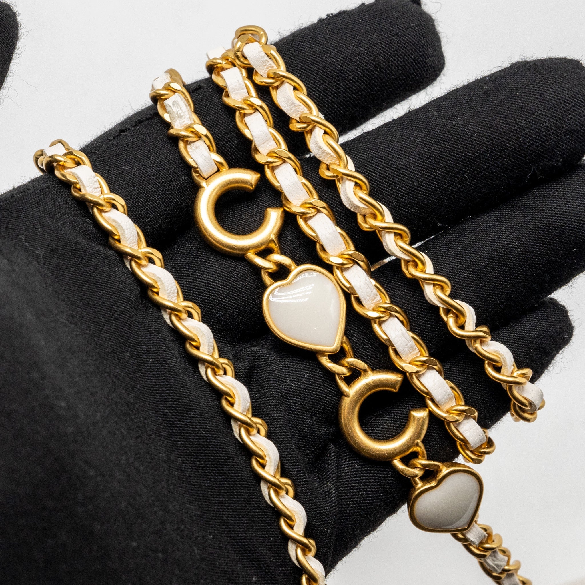 CHANEL LONG VANITY WITH COCO LETTER CHAIN LAMBSKIN WHITE GHW (MICROCHIP)
