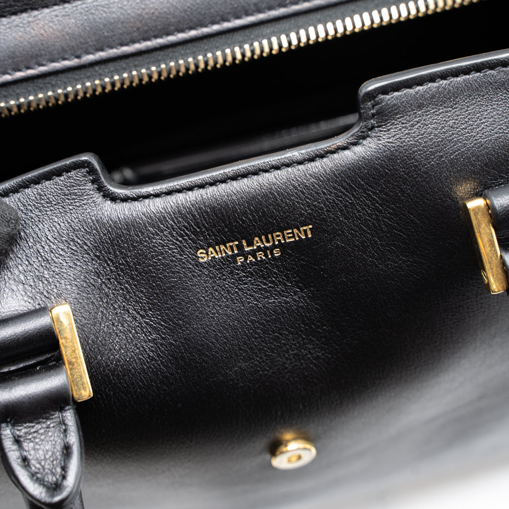 SAINT LAURENT CABAS TOTE CALFSKIN BLACK GHW