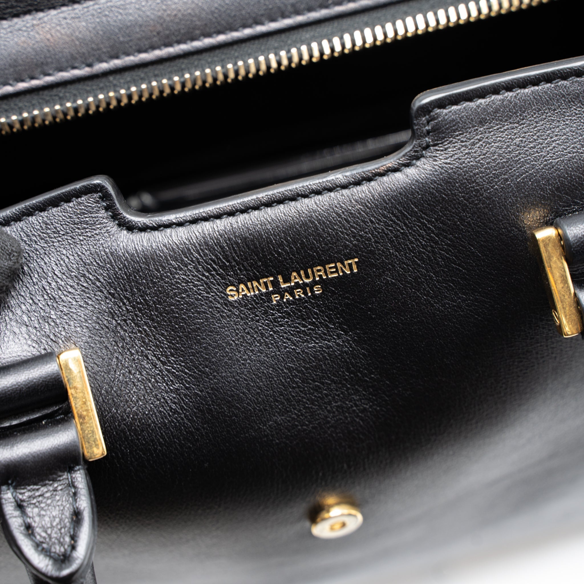 SAINT LAURENT CABAS TOTE CALFSKIN BLACK GHW
