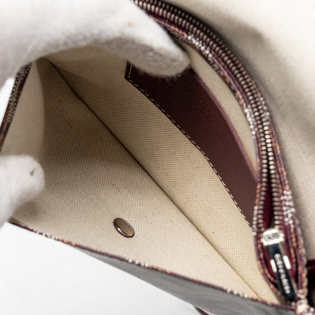 GOYARD PLUMET WALLET CLUTCH GOYARDINE CANVAS/LEATHER BURGUNDY SHW