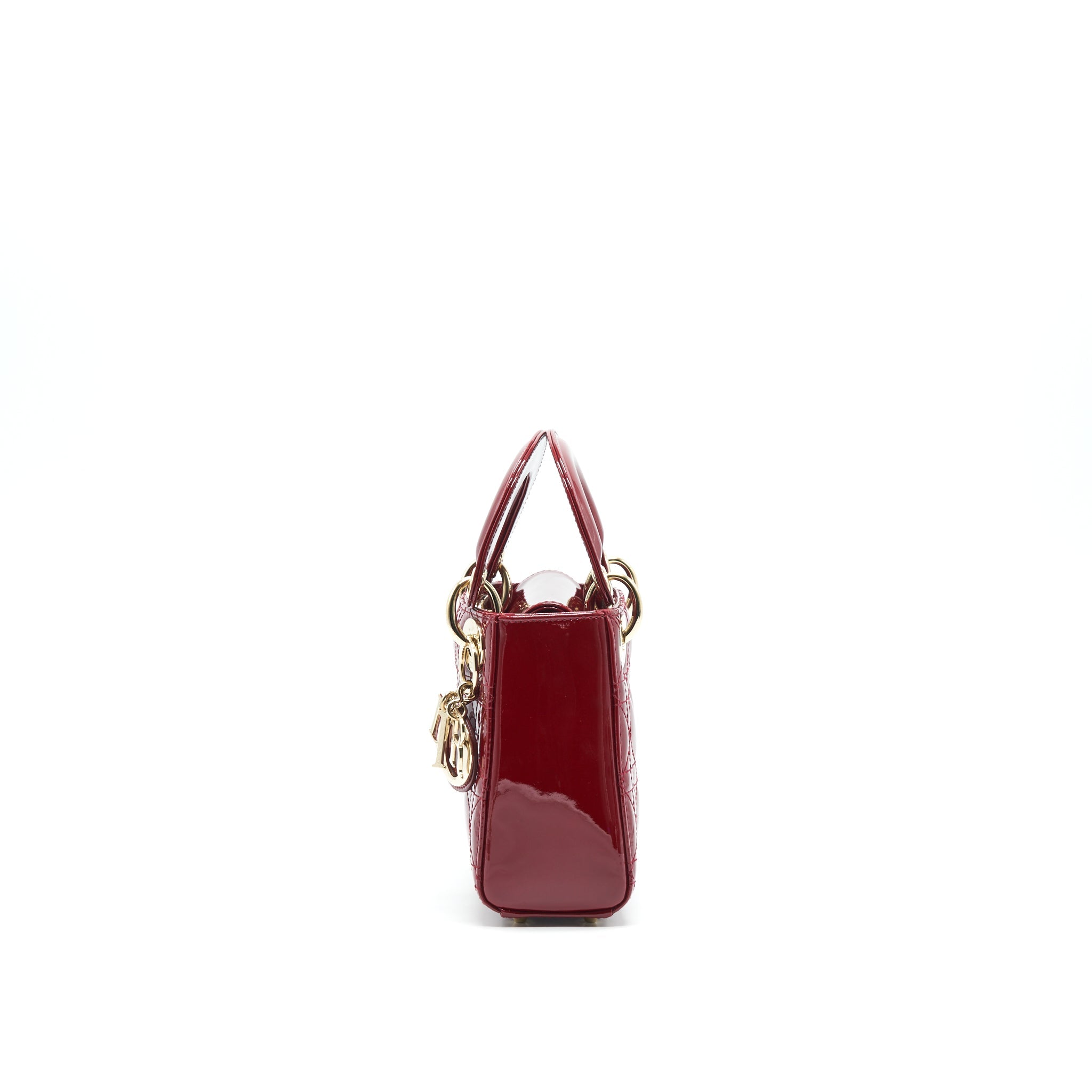 DIOR MINI LADY DIOR PATENT LEATHER RED WITH LGHW