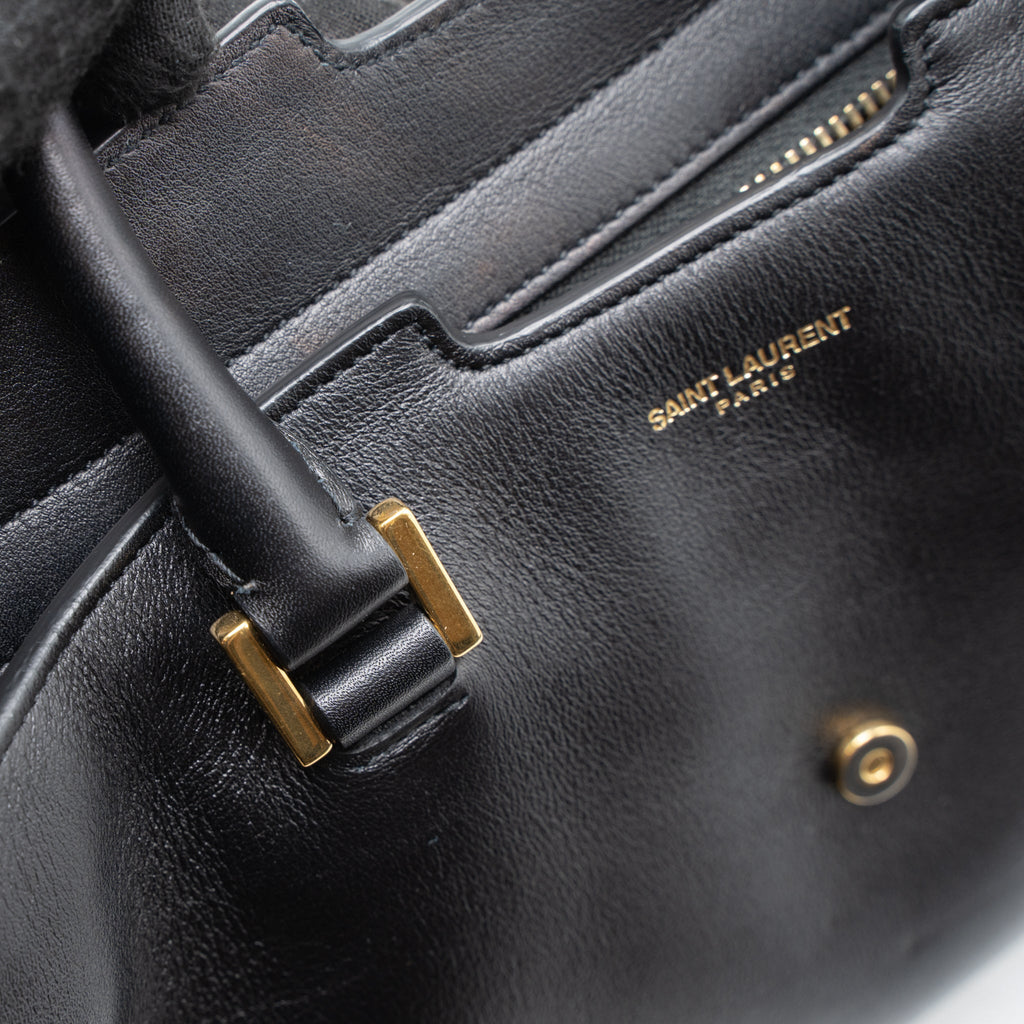SAINT LAURENT CABAS TOTE CALFSKIN BLACK GHW