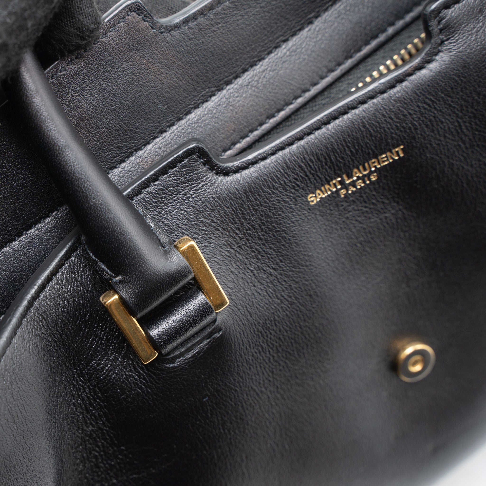 SAINT LAURENT CABAS TOTE CALFSKIN BLACK GHW