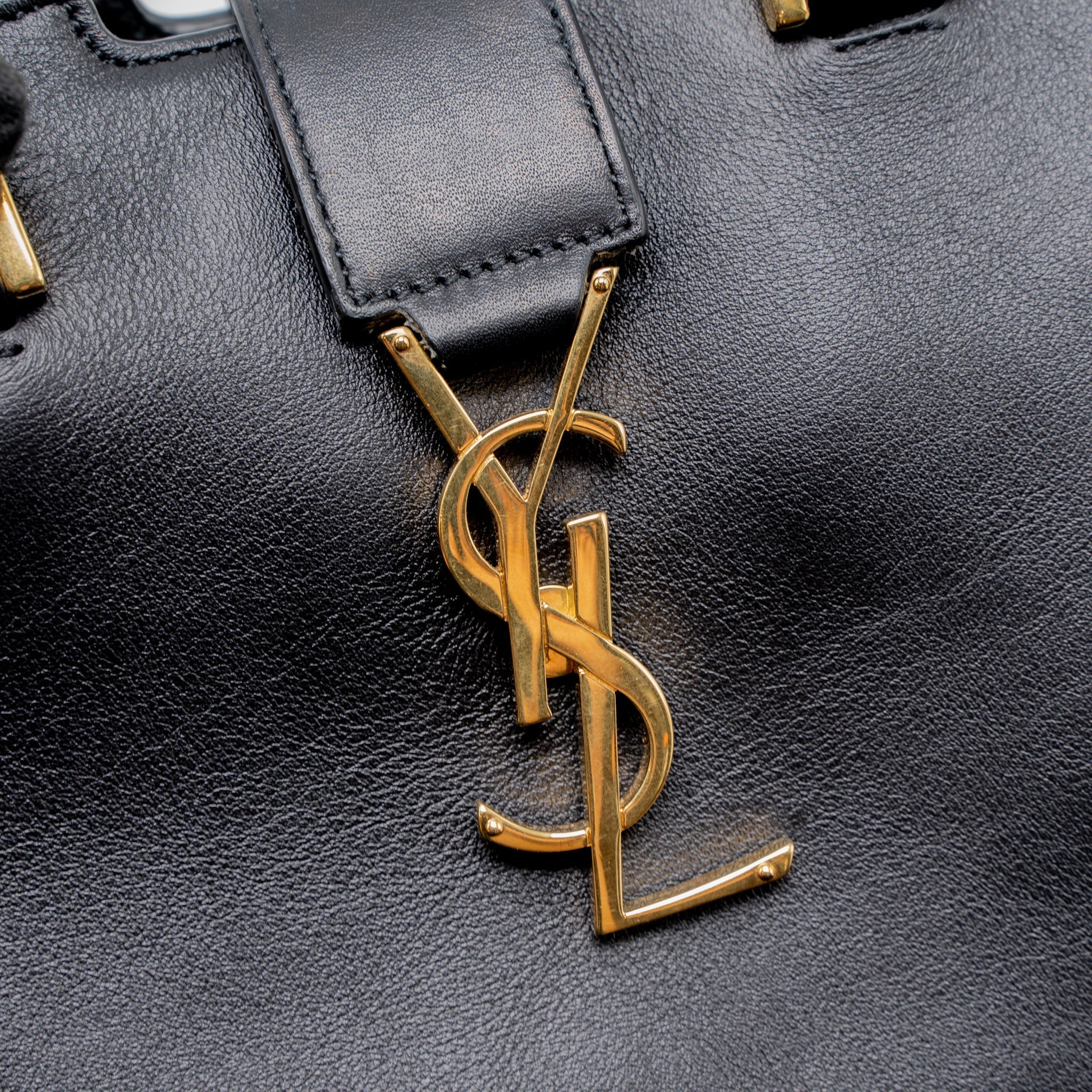SAINT LAURENT CABAS TOTE CALFSKIN BLACK GHW