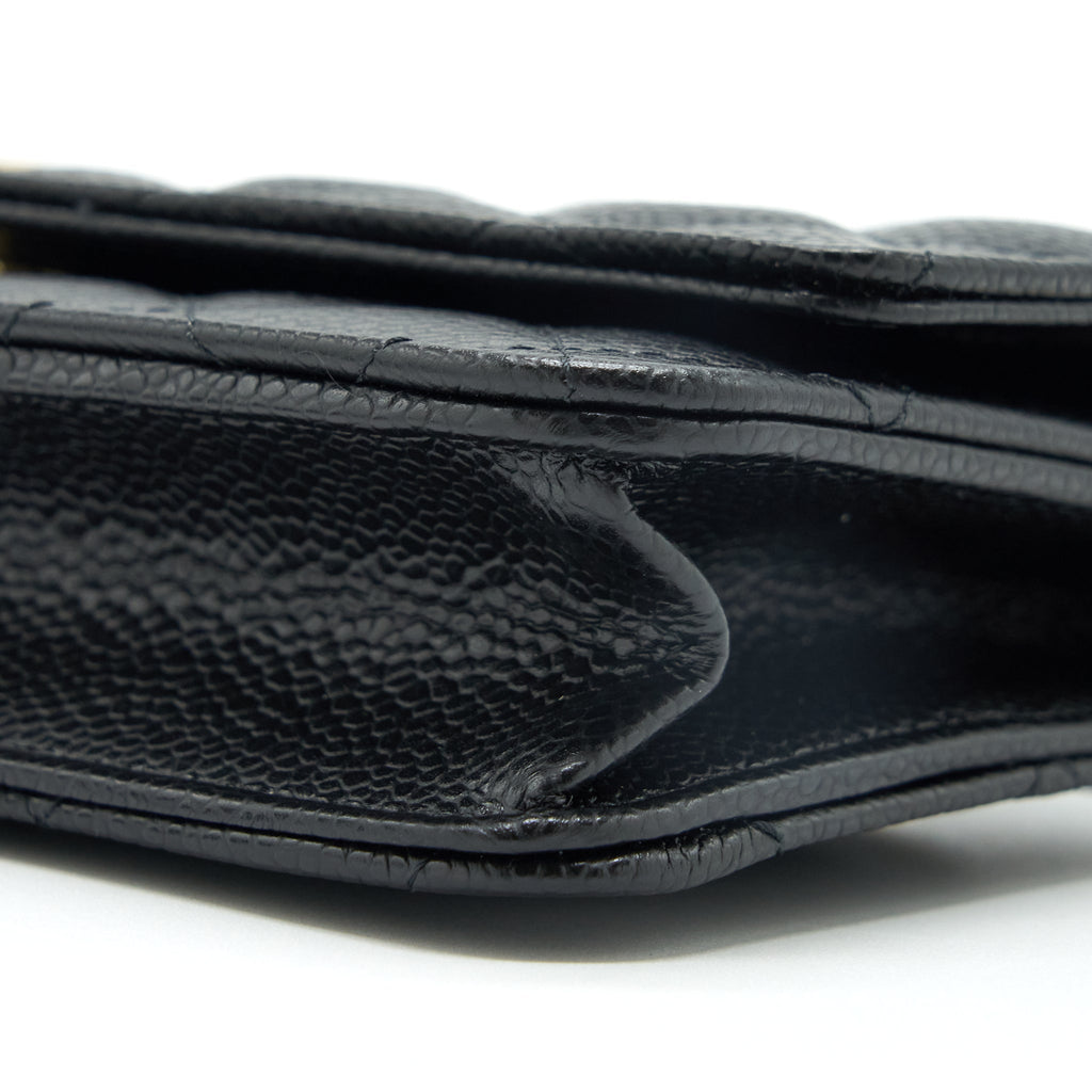 CHANEL CLASSIC WALLET ON CHAIN CAVIAR BLACK GHW (MICROCHIP)