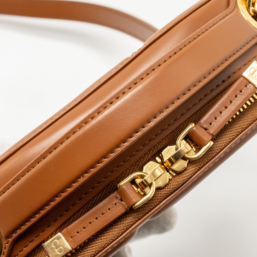 DIOR CD SIGNATURE POUCH WITH CHAIN CALFSKIN GOLDEN SADDLE GHW