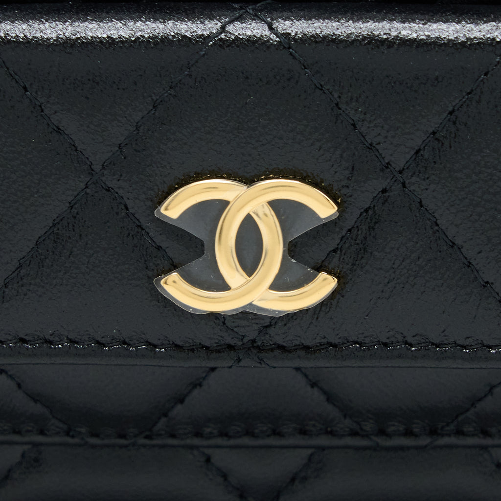 CHANEL 22K TOP HANDLE POCKET LONG VANITY WITH CHAIN BLACK GHW