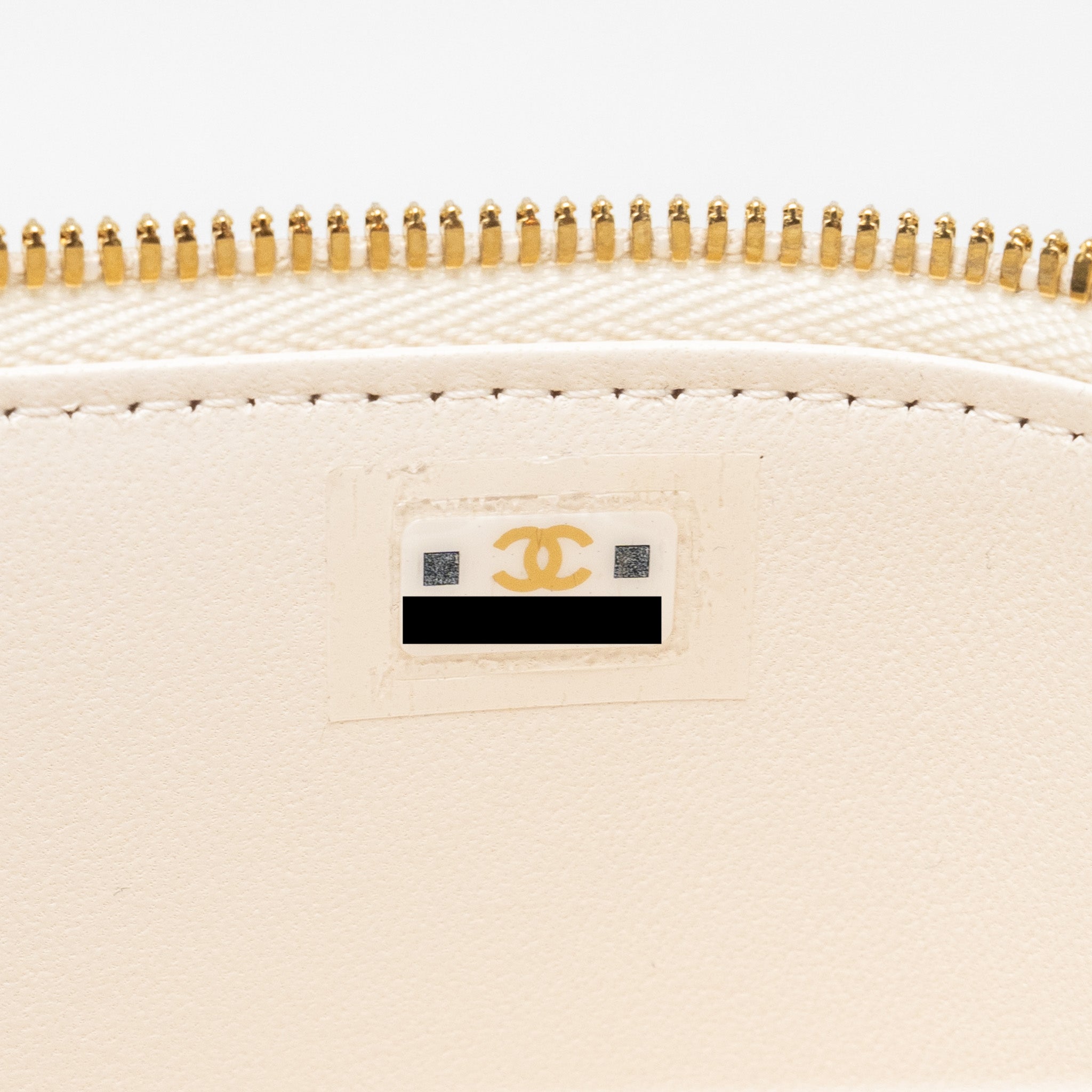 CHANEL LONG VANITY WITH COCO LETTER CHAIN LAMBSKIN WHITE GHW (MICROCHIP)