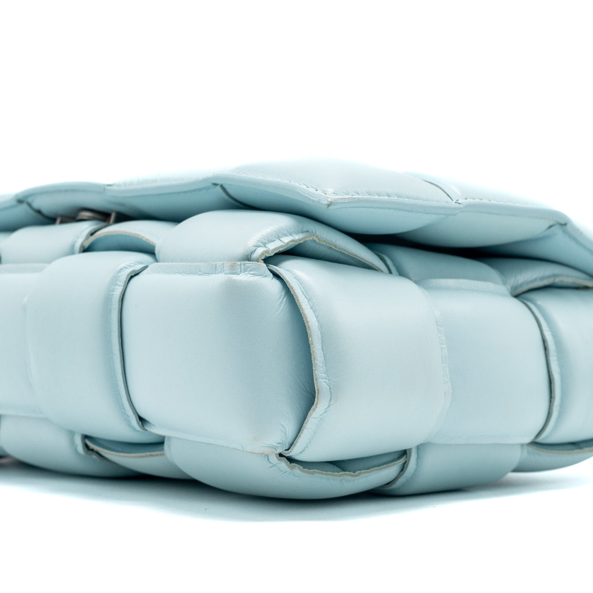 BOTTEGA VENETA PADDED CASSETTE SOFT LAMBSKIN LIGHT BLUE SHW
