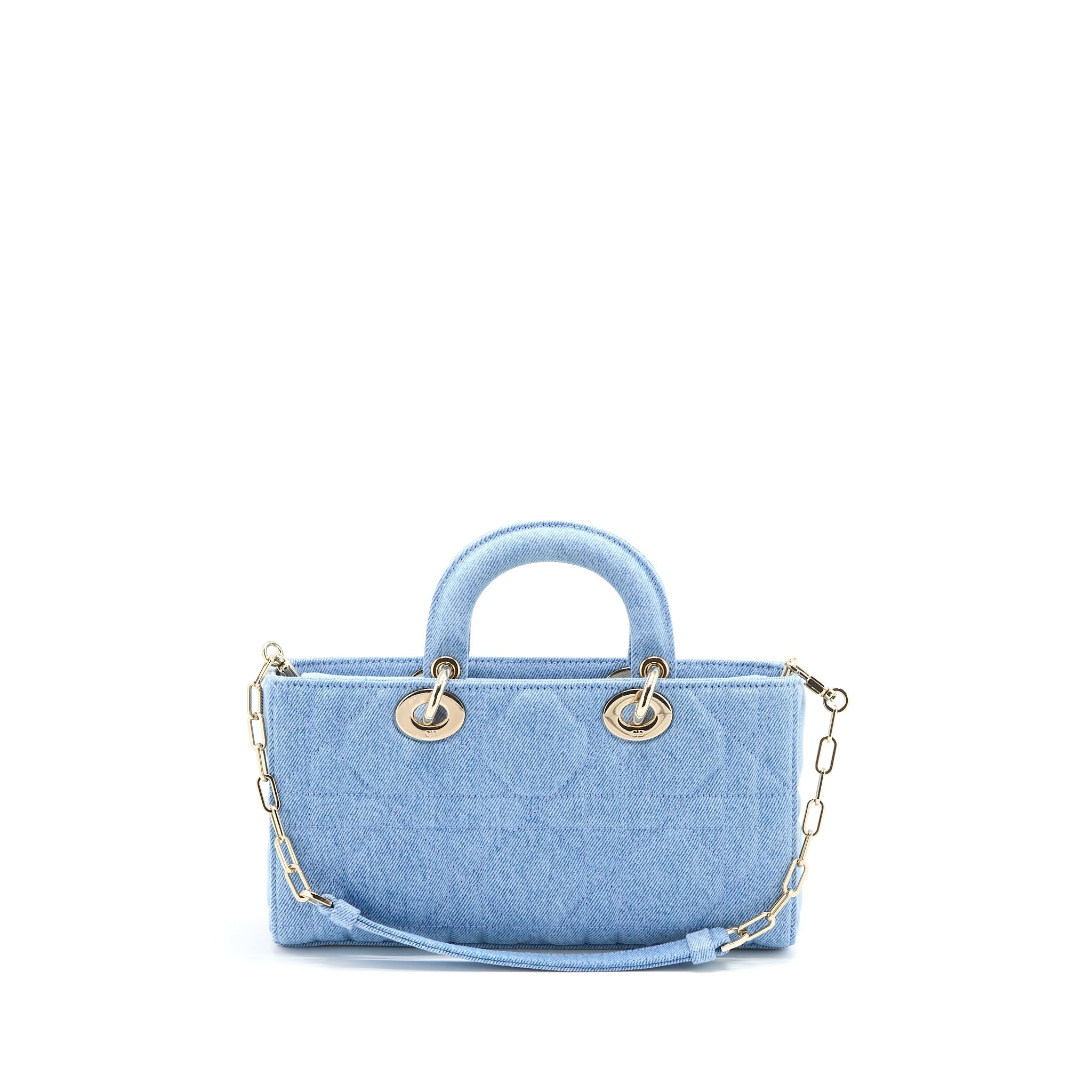 DIOR SMALL LADY D-JOY BAG MACROCANNAGE DENIM BLUE LGHW