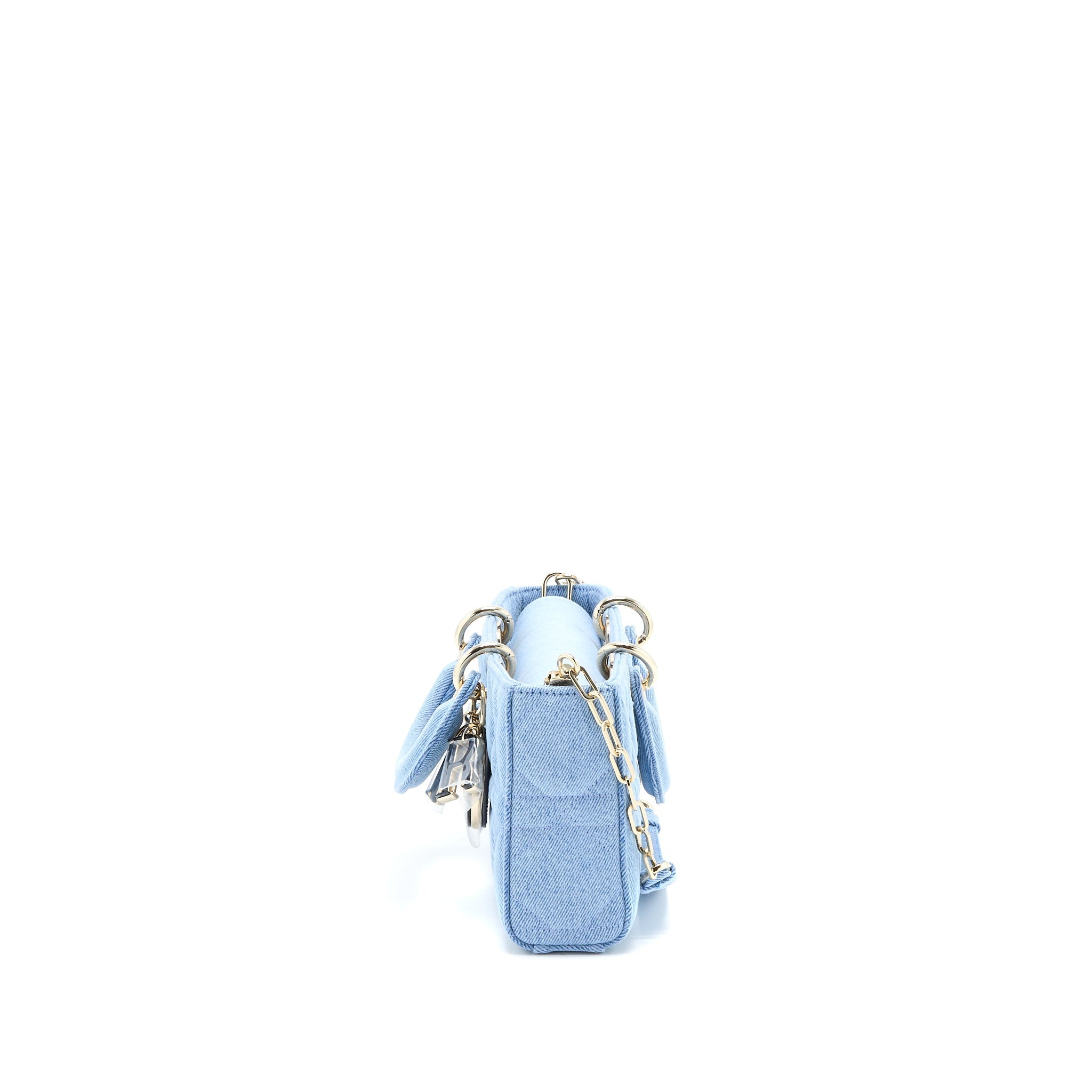 DIOR SMALL LADY D-JOY BAG MACROCANNAGE DENIM BLUE LGHW