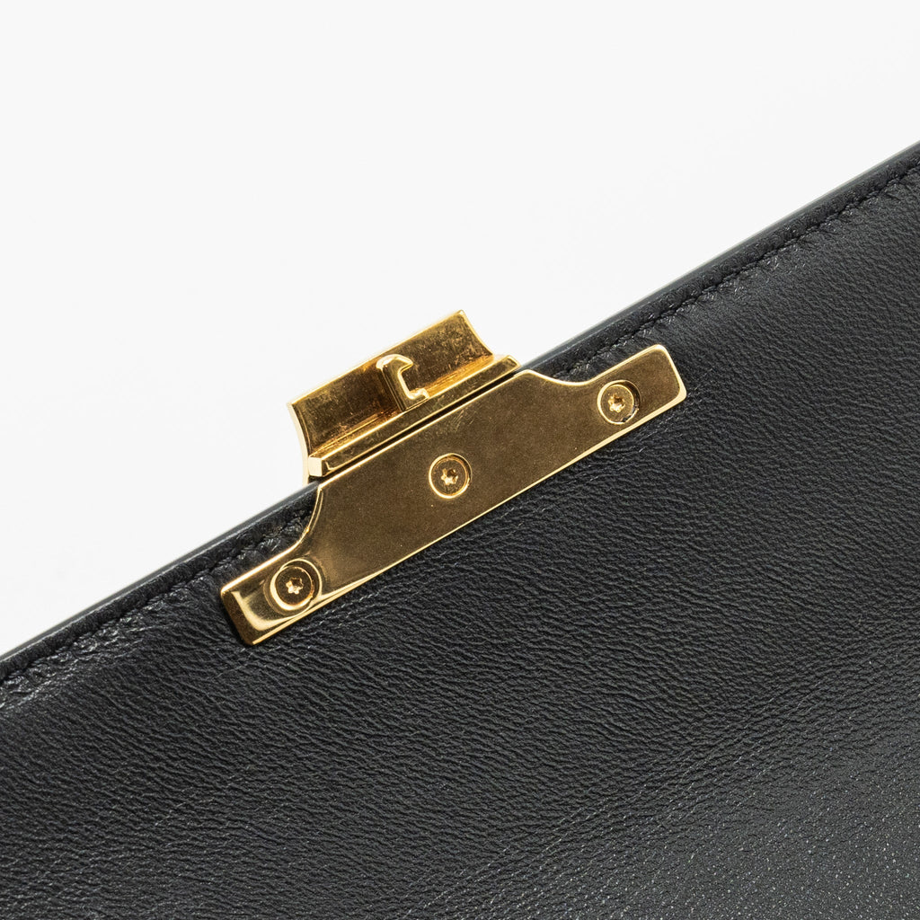 CELINE TRIOMPHE SHOULDER BAG SHINY CALFSKIN BLACK GHW