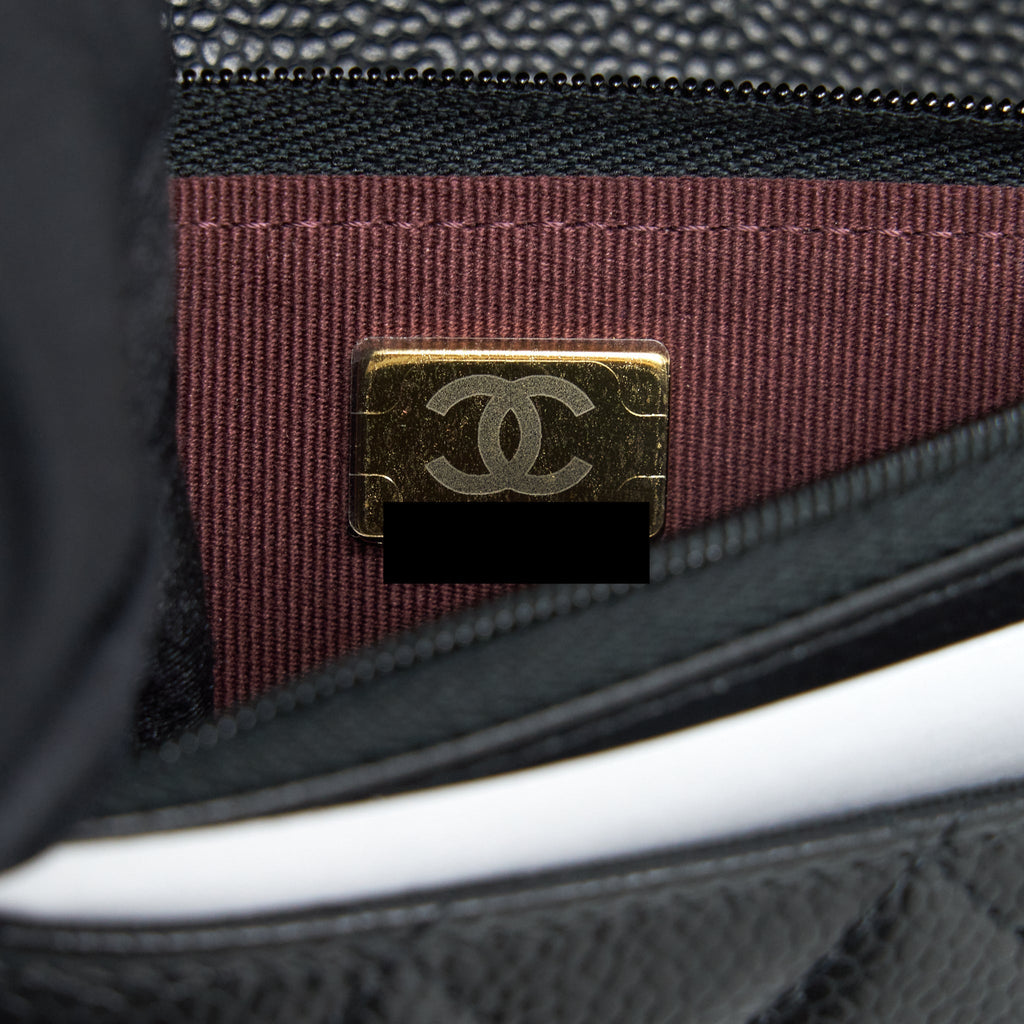CHANEL CLASSIC WALLET ON CHAIN CAVIAR BLACK GHW (MICROCHIP)