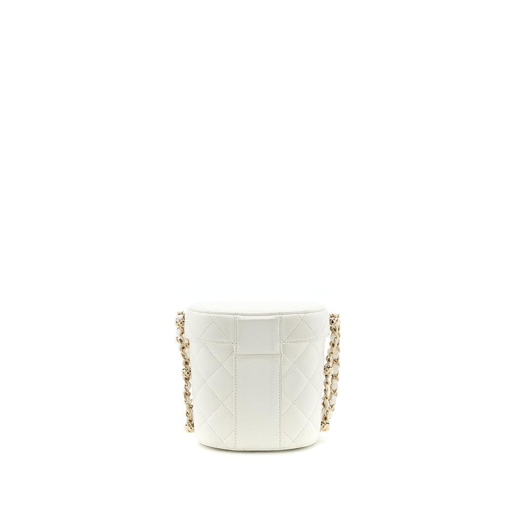 CHANEL SMALL VANITY CASE LAMBSKIN WHITE LGHW (MICROCHIP)