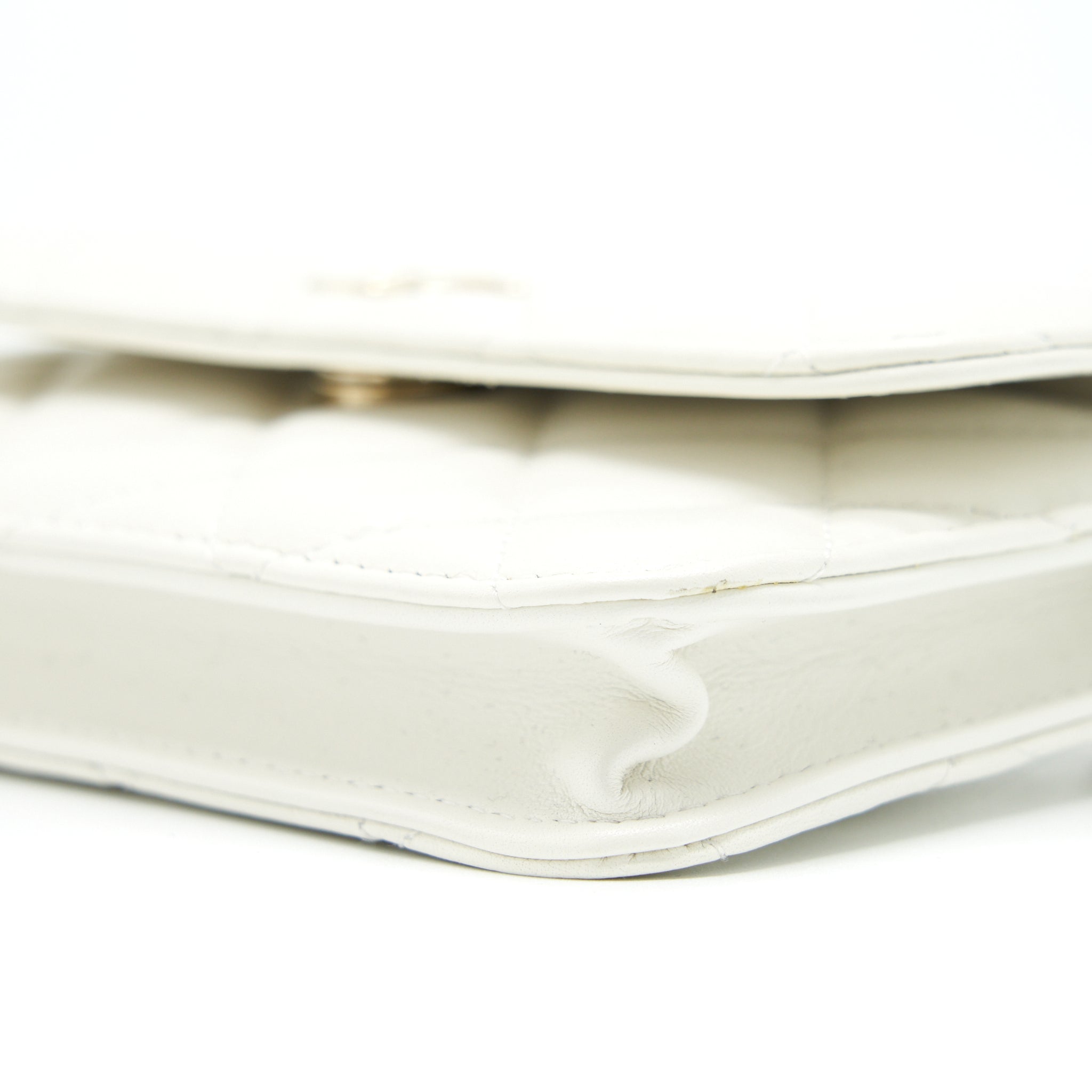 CHANEL GRANT PEARL CRUSH MINI CROSSBODY BAG LAMBSKIN WHITE LGHW