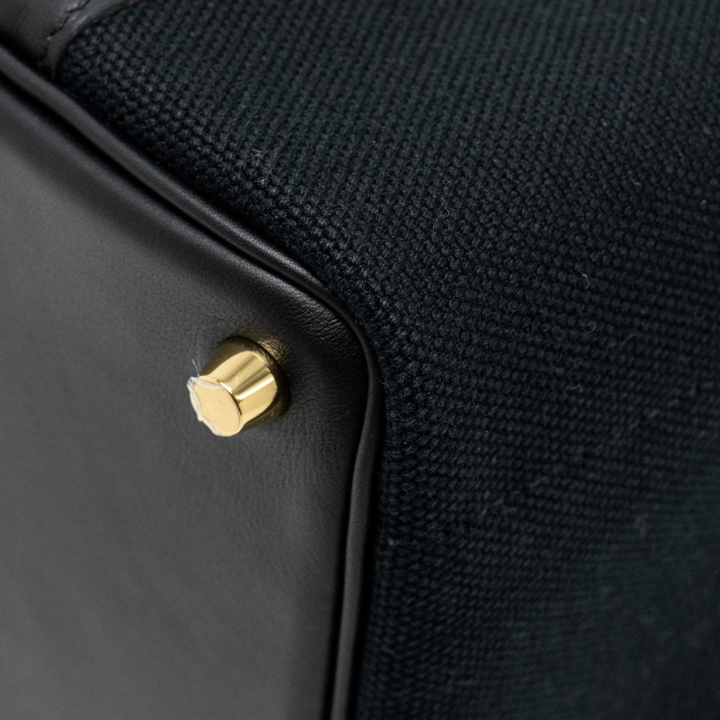 HERMES CARGO PICOTIN 18 LOCK BAG SWIFT / TOILE CANVAS BLACK GHW
