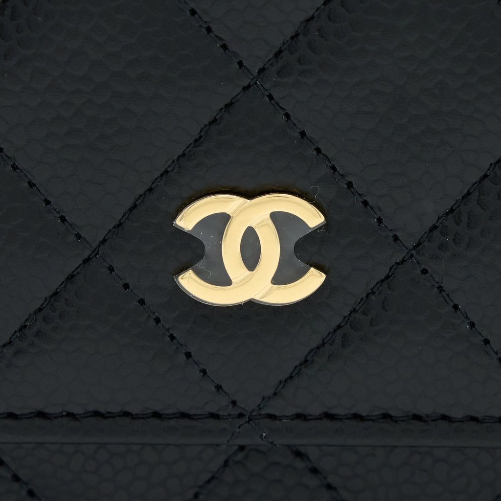 CHANEL CLASSIC WALLET ON CHAIN CAVIAR BLACK GHW (MICROCHIP)