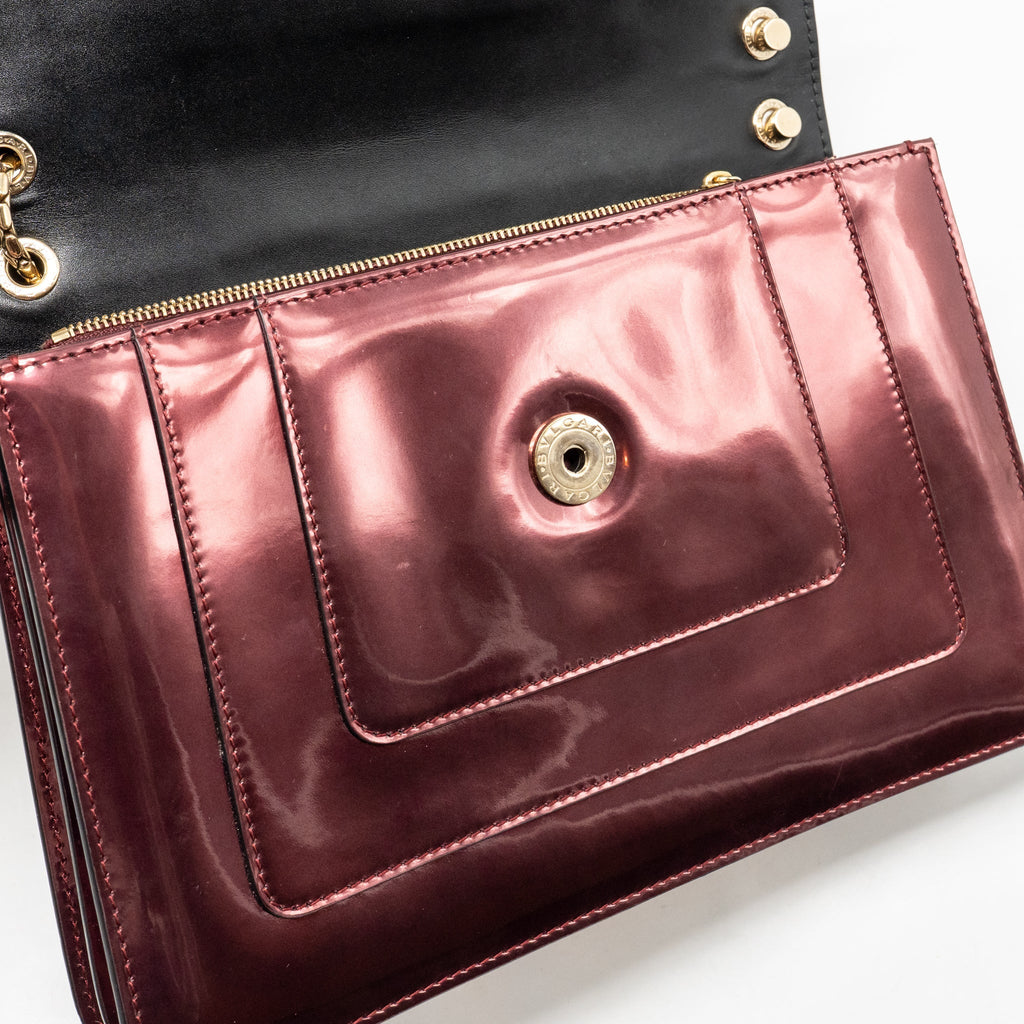 BVLGARI SERPENTI FOREVER BAG PATENT CALFSKIN DARK PINK LGHW