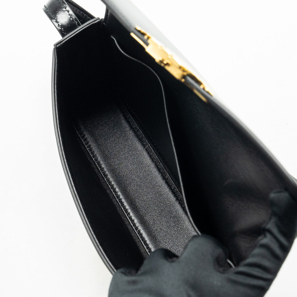 CELINE TRIOMPHE SHOULDER BAG SHINY CALFSKIN BLACK GHW