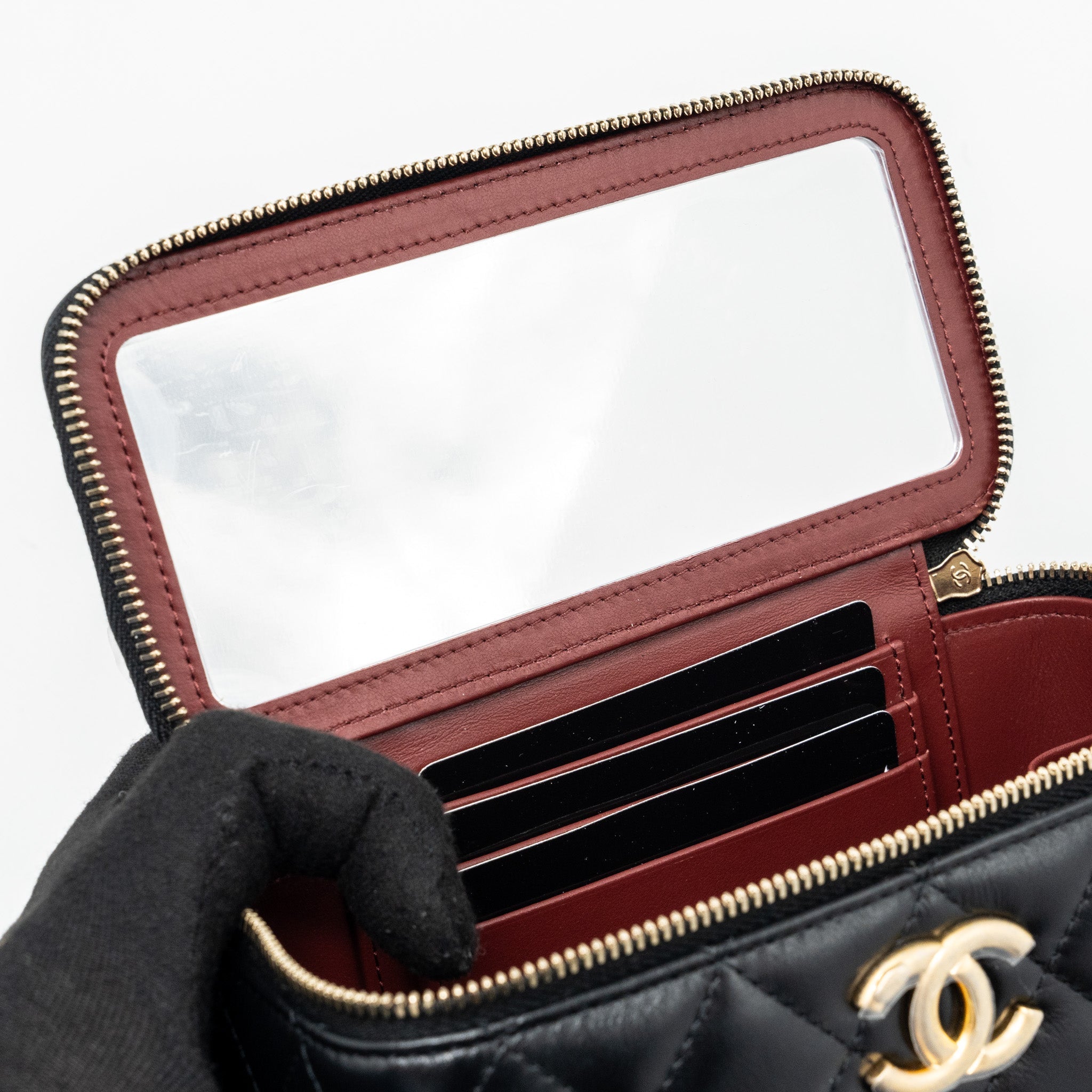 CHANEL 24C GOLD CRUSH LONG VANITY CASE SHINY CALFSKIN BLACK GHW (MICROCHIP)
