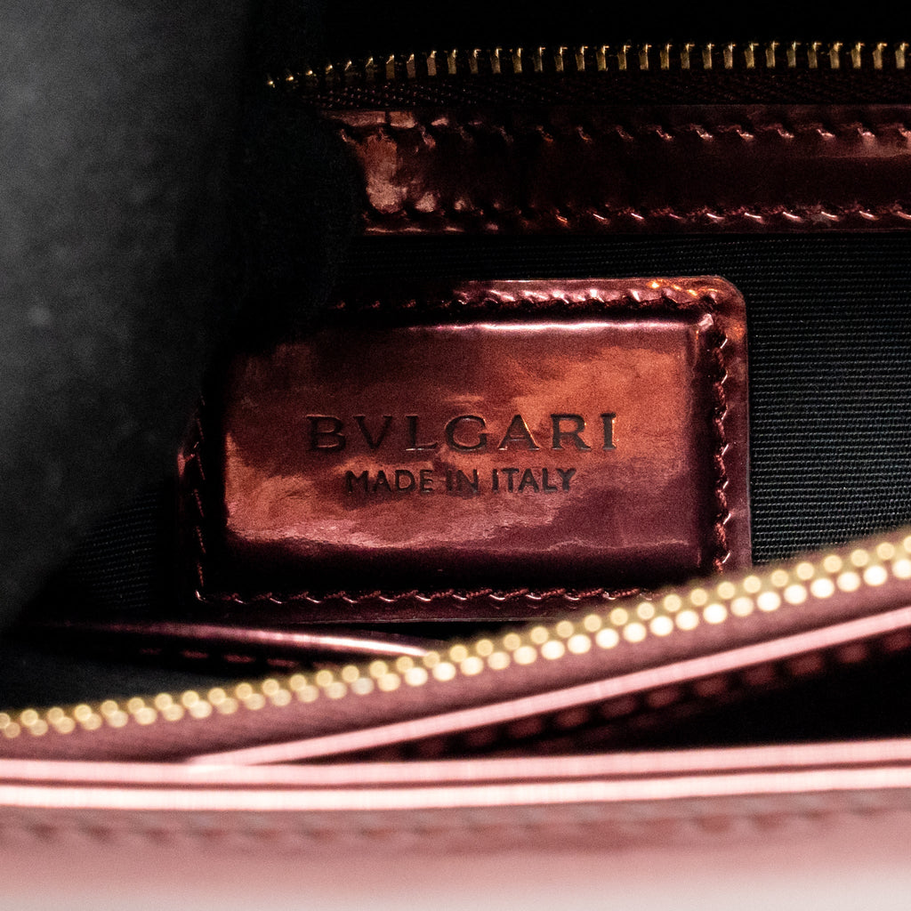 BVLGARI SERPENTI FOREVER BAG PATENT CALFSKIN DARK PINK LGHW
