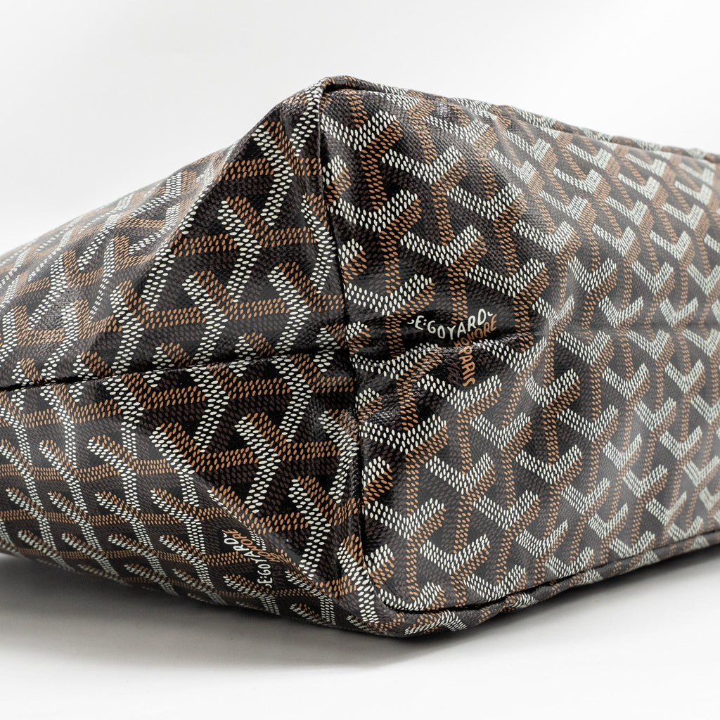 GOYARD SAINT LOUIS PM TOTE GOYARDINE CANVAS/CALFSKIN BLACK SHW