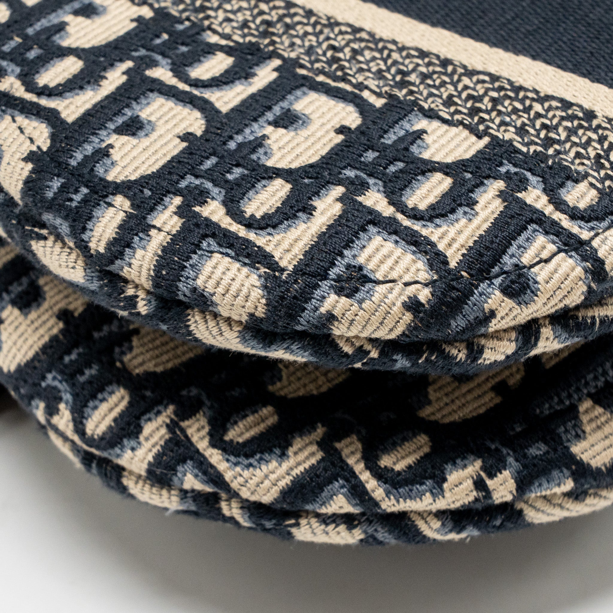 DIOR MEDIUM SADDLE BAG OBLIQUE EMBROIDERY CANVAS BLUE GHW