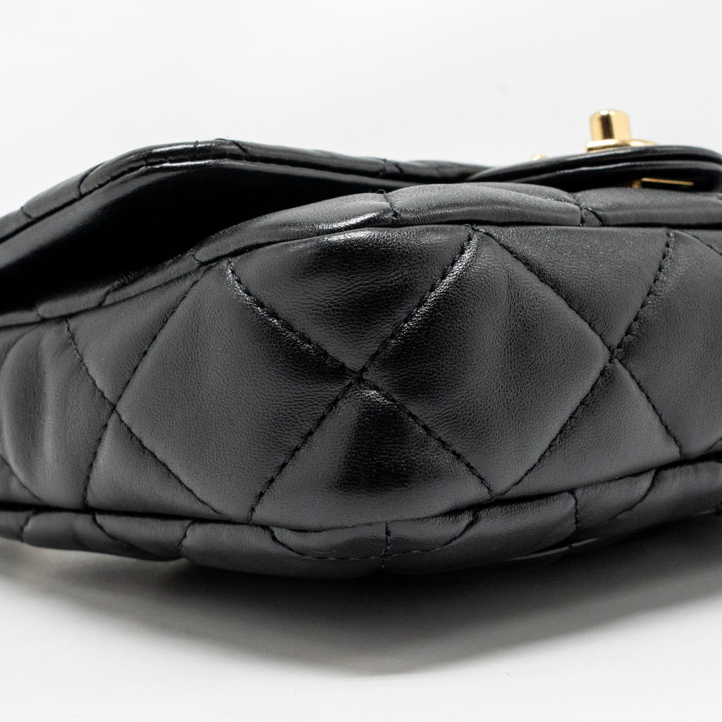 CHANEL GIANT CHAIN FLAP BAG LAMBSKIN BLACK GHW (MICROCHIP)