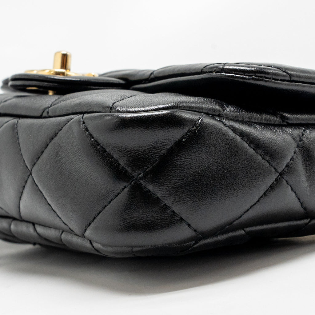 CHANEL GIANT CHAIN FLAP BAG LAMBSKIN BLACK GHW (MICROCHIP)