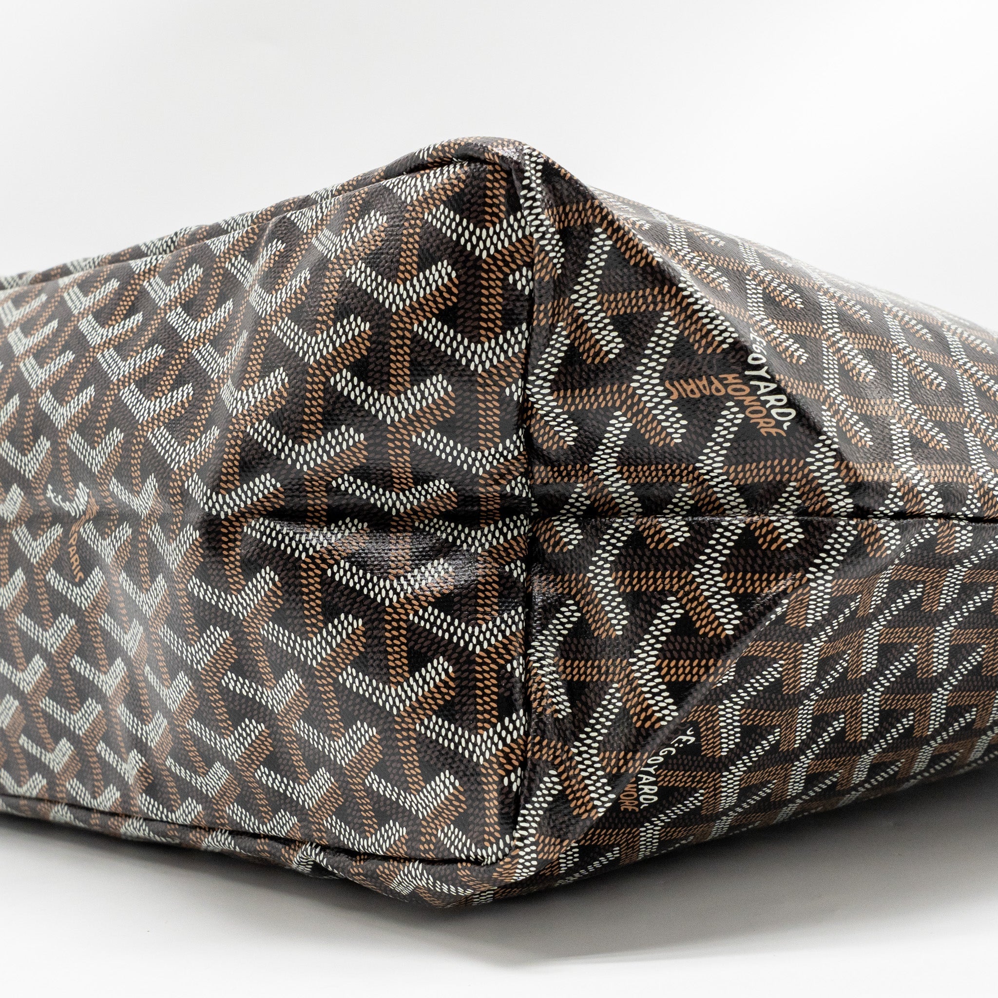 GOYARD SAINT LOUIS PM TOTE GOYARDINE CANVAS/CALFSKIN BLACK SHW