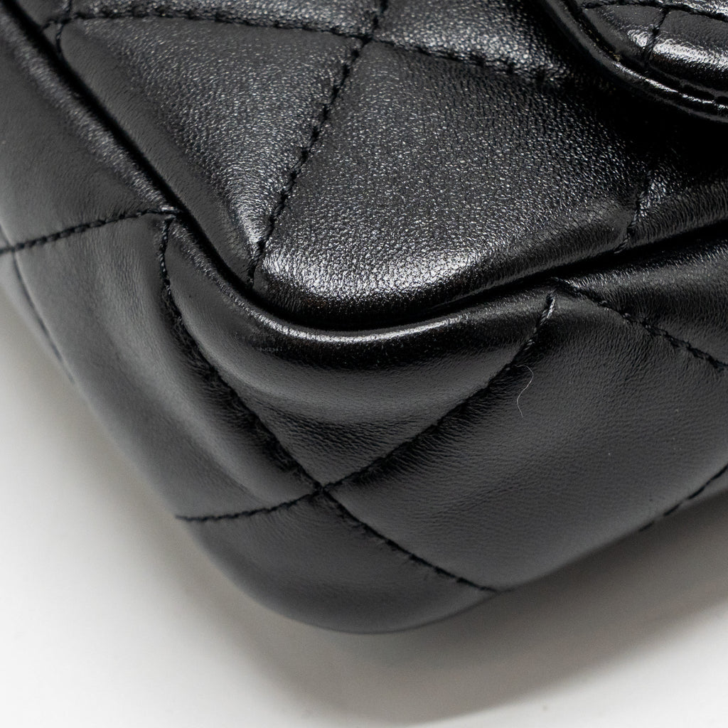CHANEL GIANT CHAIN FLAP BAG LAMBSKIN BLACK GHW (MICROCHIP)