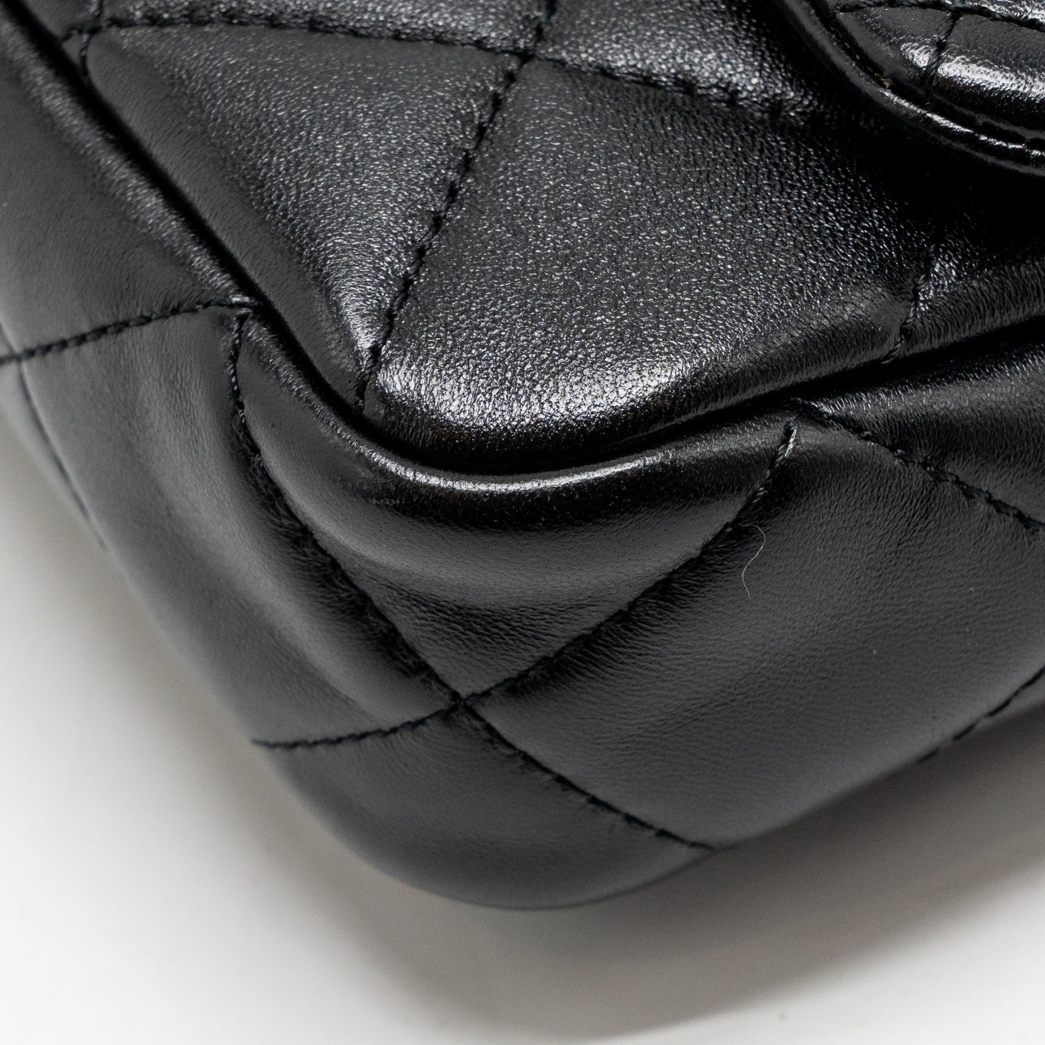 CHANEL GIANT CHAIN FLAP BAG LAMBSKIN BLACK GHW (MICROCHIP)