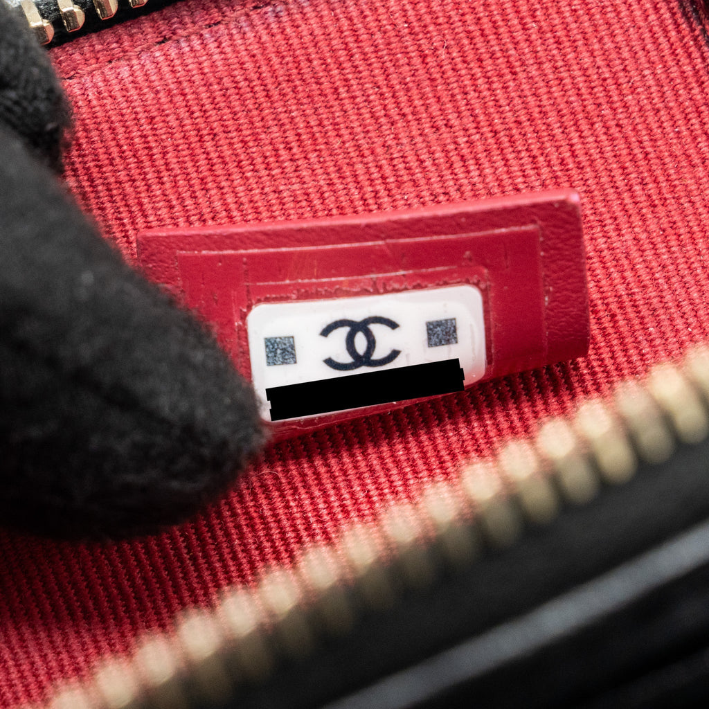 CHANEL 19 ZIPPED COIN PURSE LAMBSKIN BLACK GHW (MICROCHIP)