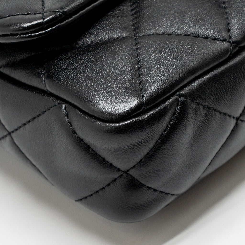 CHANEL GIANT CHAIN FLAP BAG LAMBSKIN BLACK GHW (MICROCHIP)
