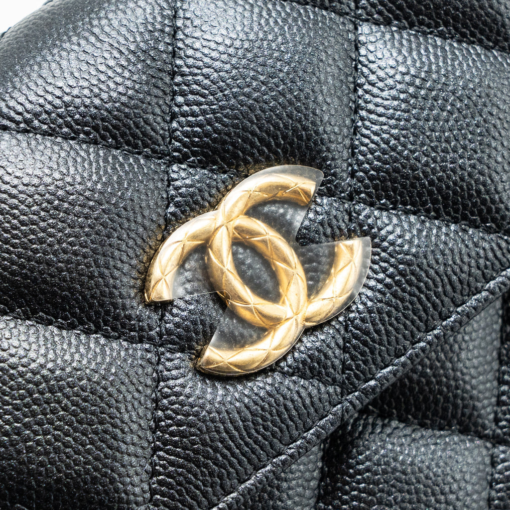 CHANEL MINI FLAP BAG WITH ADJUSTABLE CHAINS CAVIAR BLACK GHW(MICROCHIP)