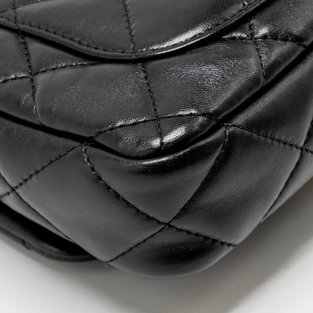 CHANEL GIANT CHAIN FLAP BAG LAMBSKIN BLACK GHW (MICROCHIP)