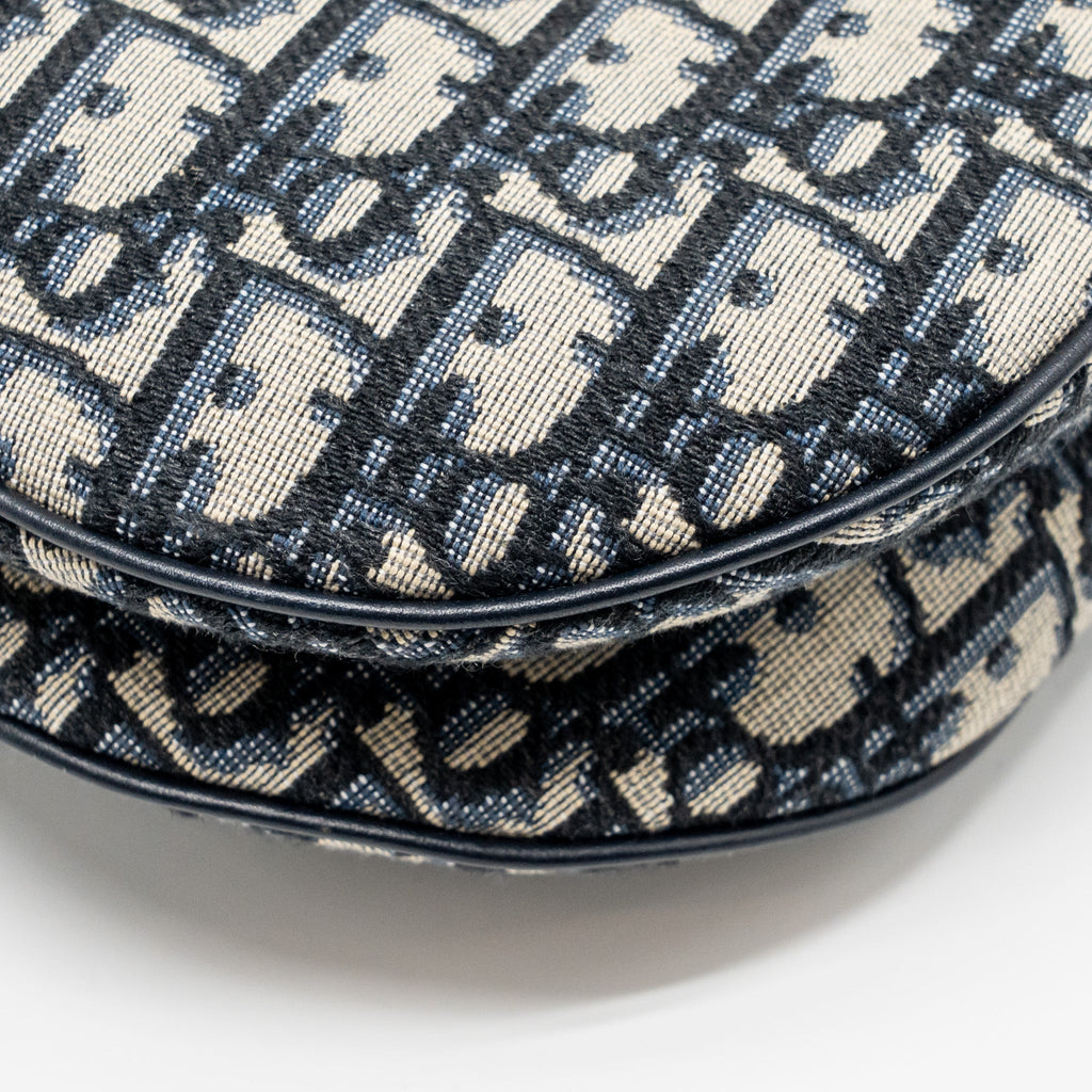DIOR MEDIUM SADDLE BAG OBLIQUE CANVAS BLUE GHW
