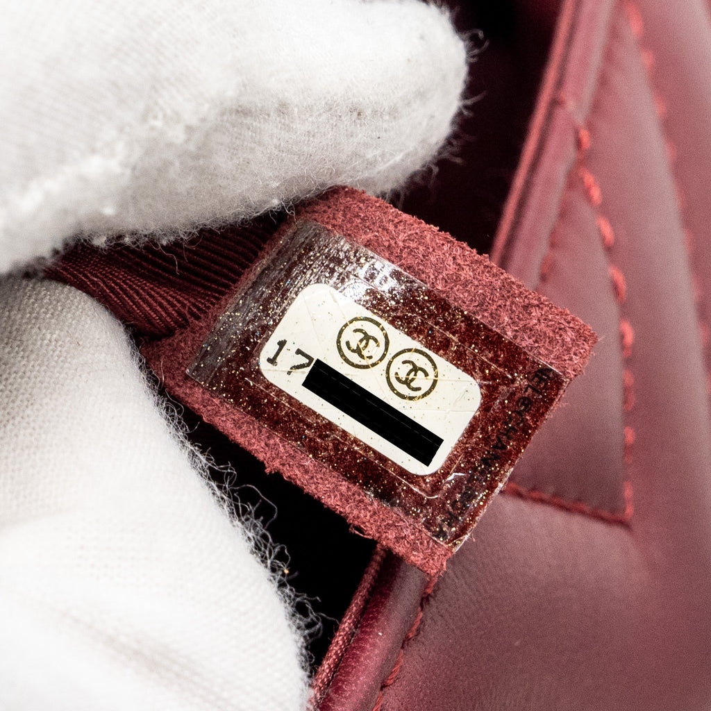 CHANEL CHEVRON FLAP BAG LAMBSKIN DARK RED SHW