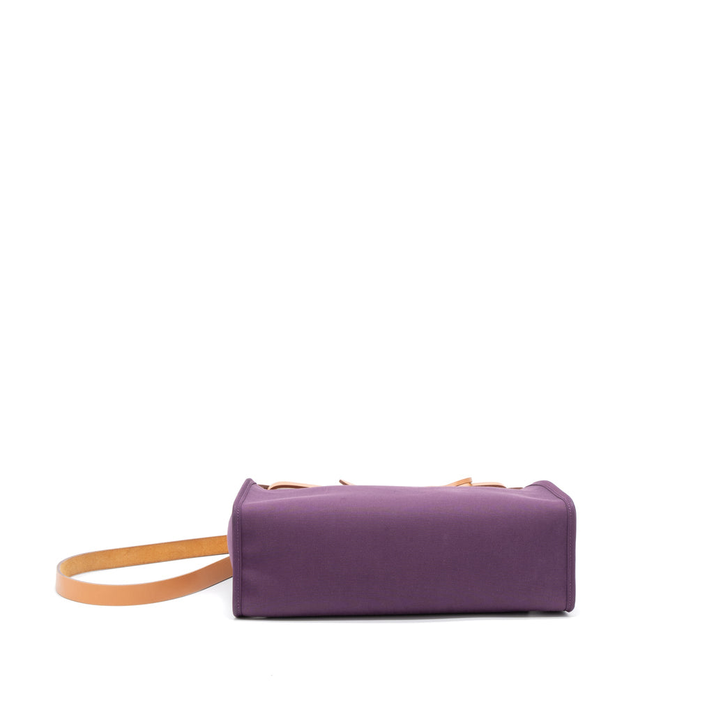 HERMES HERBAG ZIP 31 BAG CANVAS/HUNTER CASSIS PURPLE SHW